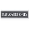 Headline Sign Century Series Office Sign, EMPLOYEES ONLY, 9 x 3, Black/Silver 4760